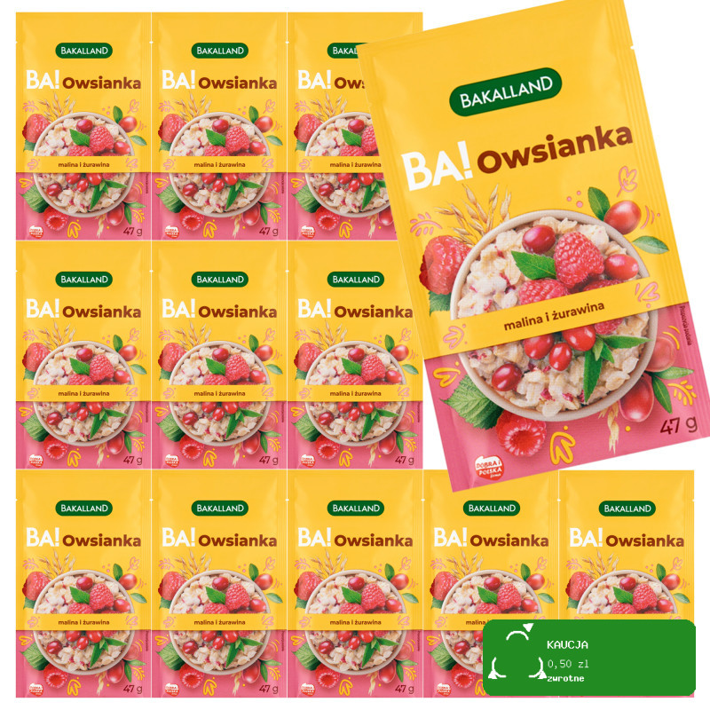 BAKALLAND BA! OWSIANKA MALINA i ŻURAWINA 564g X12SZT
