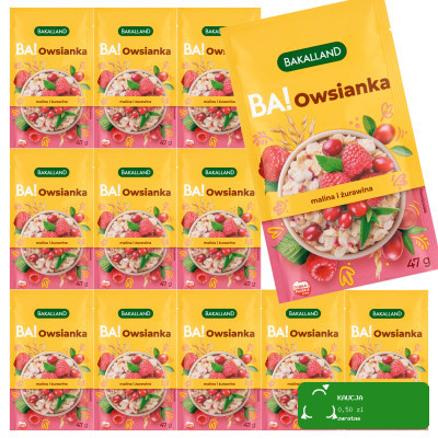 BAKALLAND BA! OWSIANKA MALINA i ŻURAWINA 564g X12SZT