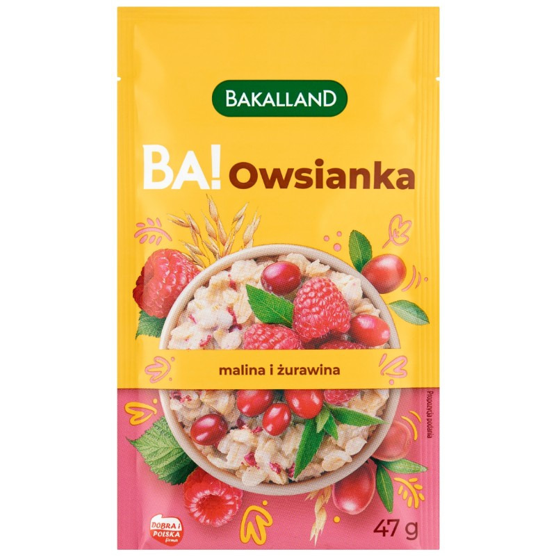 BAKALLAND BA! OWSIANKA MALINA i ŻURAWINA 564g X12SZT