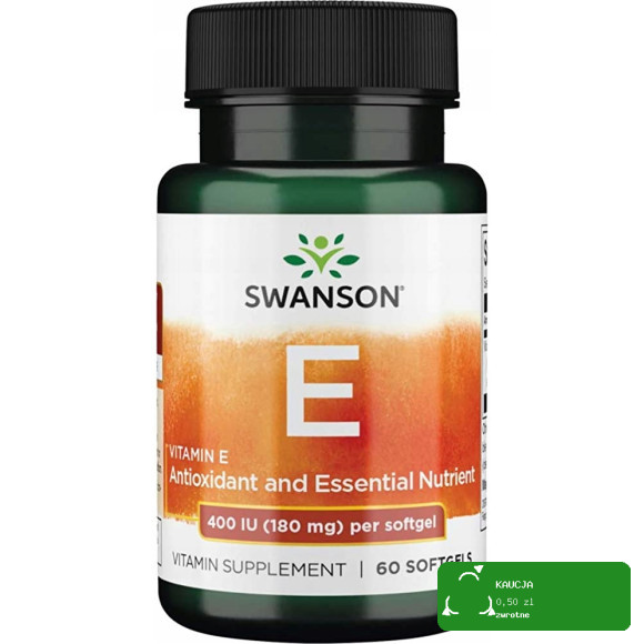 Swanson WITAMINA E 400IU 180mg 60kapos na 2mce wsparcie ANTYOKSYDACJA