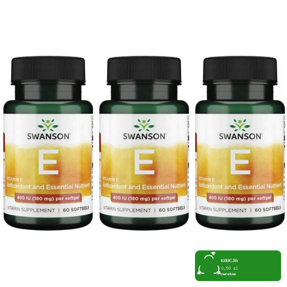 Swanson WITAMINA E 400IU 180mg 60kapos na 2mce wsparcie ANTYOKSYDACJA