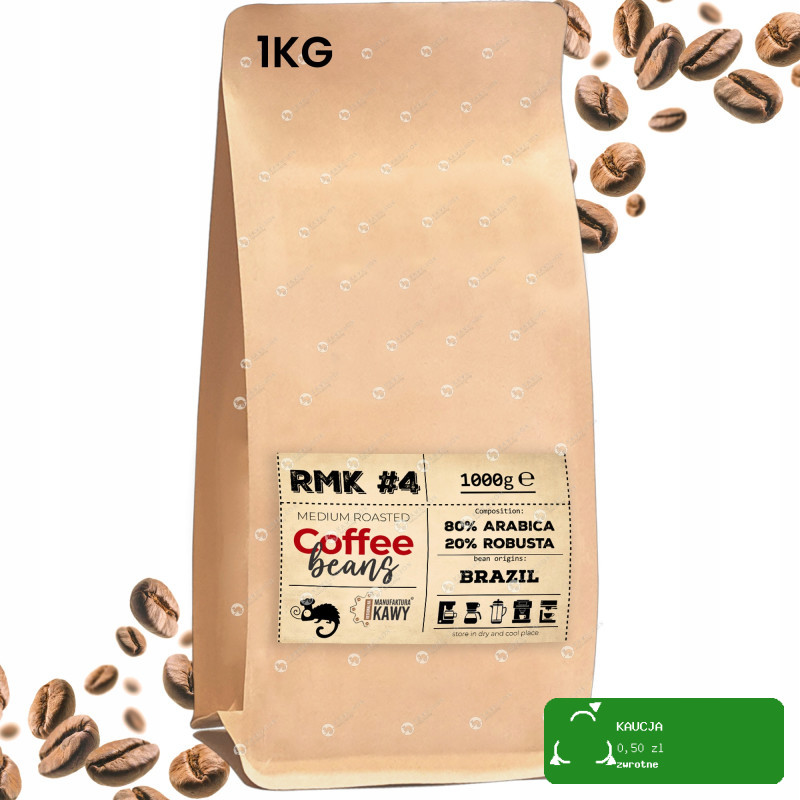 RMK #4 KAWA ZIARNISTA 80% Arabica 20% Robusta świeżo palona 1KG Brazylia