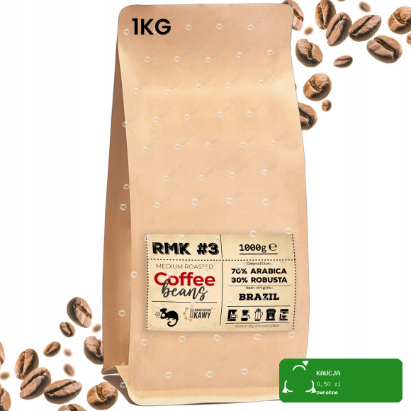 RMK #3 KAWA ZIARNISTA 70% Arabica 30% Robusta świeżo palona 1KG Brazylia