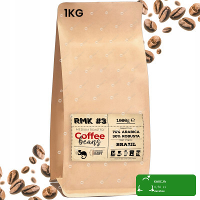 RMK #3 KAWA ZIARNISTA 70% Arabica 30% Robusta świeżo palona 1KG Brazylia