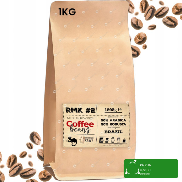 RMK #2 KAWA ZIARNISTA 50% Arabica 50% Robusta świeżo palona 1KG Brazylia