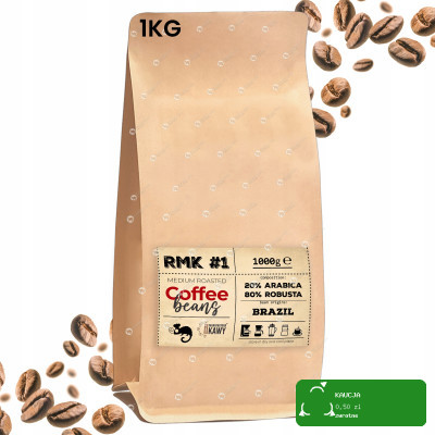 RMK #1 KAWA ZIARNISTA 20% Arabica 80% Robusta świeżo palona 1KG Brazylia