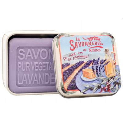 MYDŁO marsylskie FRANCUSKIE PERFUMOWANE LAWENDA W PUSZCE 100g KOSTKA