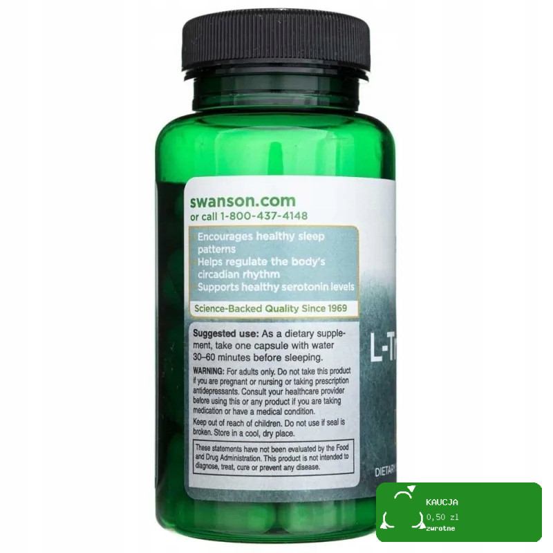 Swanson L-TRYPTOFAN 500mg 60kaps na 2mce wsparcie SEN NASTRÓJ UKŁAD NERWOWY