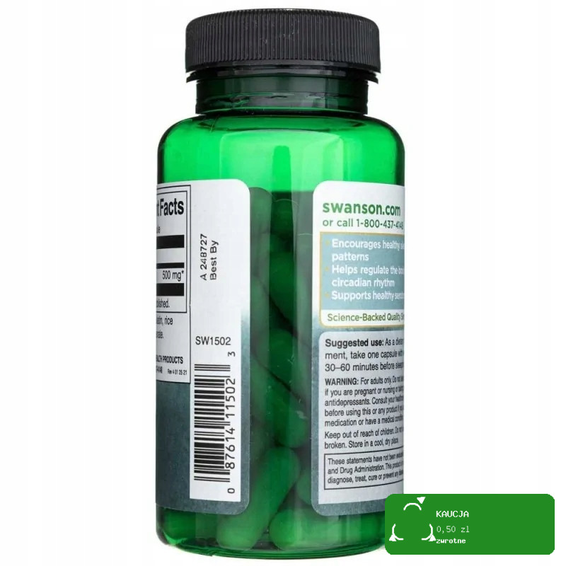 Swanson L-TRYPTOFAN 500mg 60kaps na 2mce wsparcie SEN NASTRÓJ UKŁAD NERWOWY