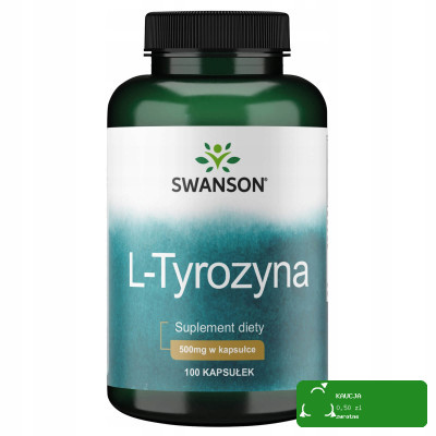 Swanson L-TYROZYNA 500mg 100kaps pomoc TARCZYCA NASTRÓJ STRES KONCENTRACJA