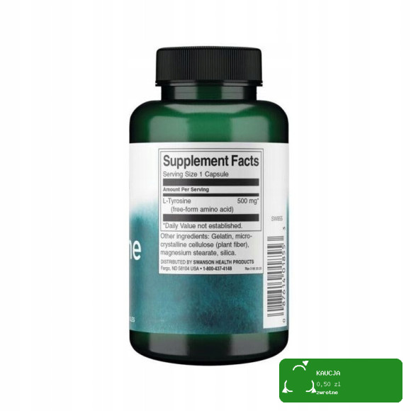 Swanson L-TYROZYNA 500mg 100kaps pomoc TARCZYCA NASTRÓJ STRES KONCENTRACJA