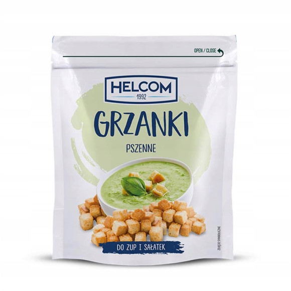 Helcom GRZANKI PSZENNE do zup i sałatek 100g CHRUPIĄCY DODATEK KRÓTKA DATA