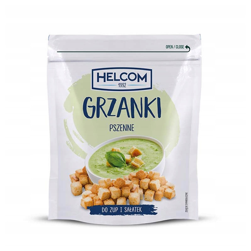 Helcom GRZANKI PSZENNE do zup i sałatek 100g CHRUPIĄCY DODATEK KRÓTKA DATA