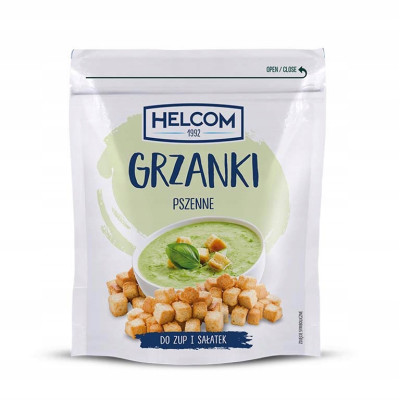 Helcom GRZANKI PSZENNE do zup i sałatek 100g CHRUPIĄCY DODATEK KRÓTKA DATA