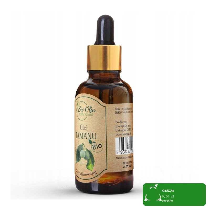 BioOlja BIO OLEJ TAMANU ZIMNOTŁOCZONY NIERAFINOWANY 50ml do twarzy