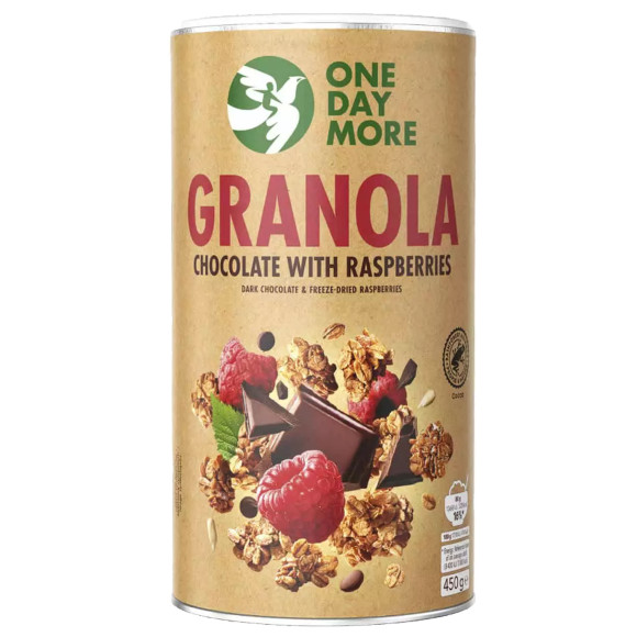 OneDayMore GRANOLA FRUIT owocowa JabłkoPorzeczka 450G tuba KRÓTKA DATA