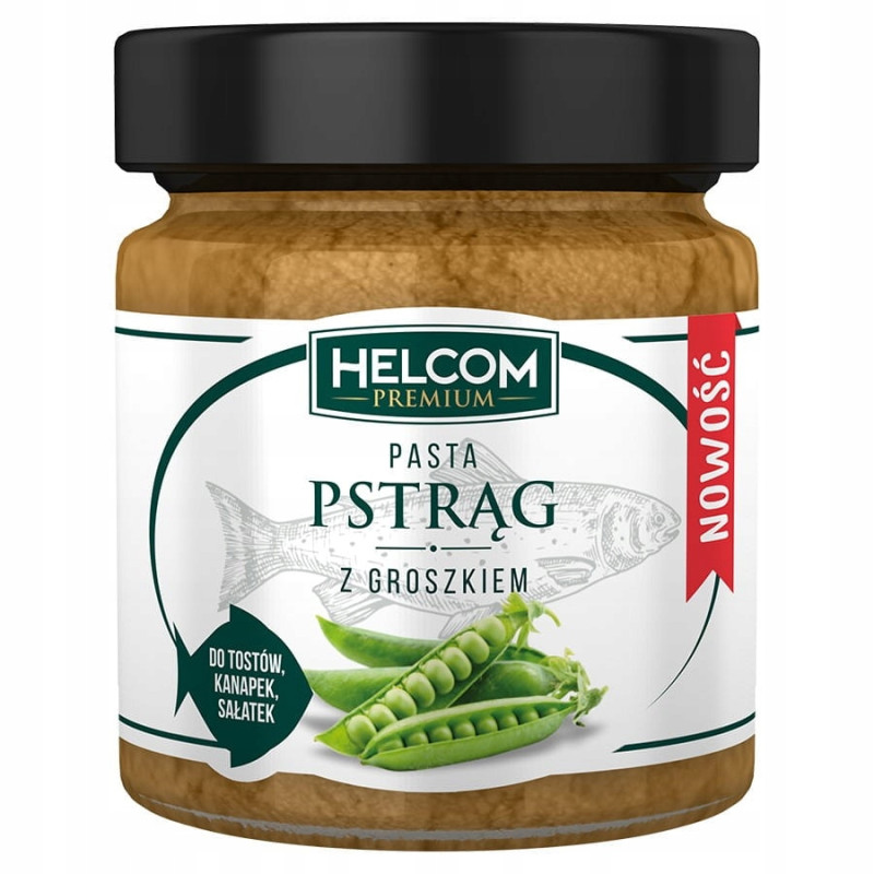 Helcom PASTA RYBNA PSTRĄG Z GROSZKIEM 180g 225ml do tostów kanapek sałatek