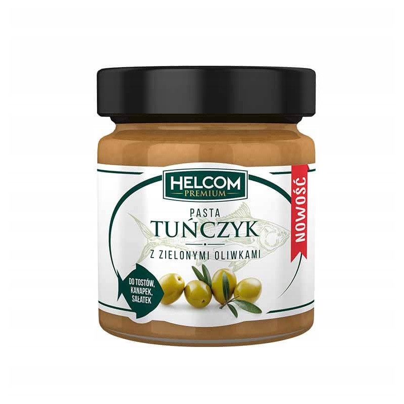 HELCOM PASTA RYBNA TUŃCZYK Z ZIELONYMI OLIWKAMI 180g 225ml do sałatek dań