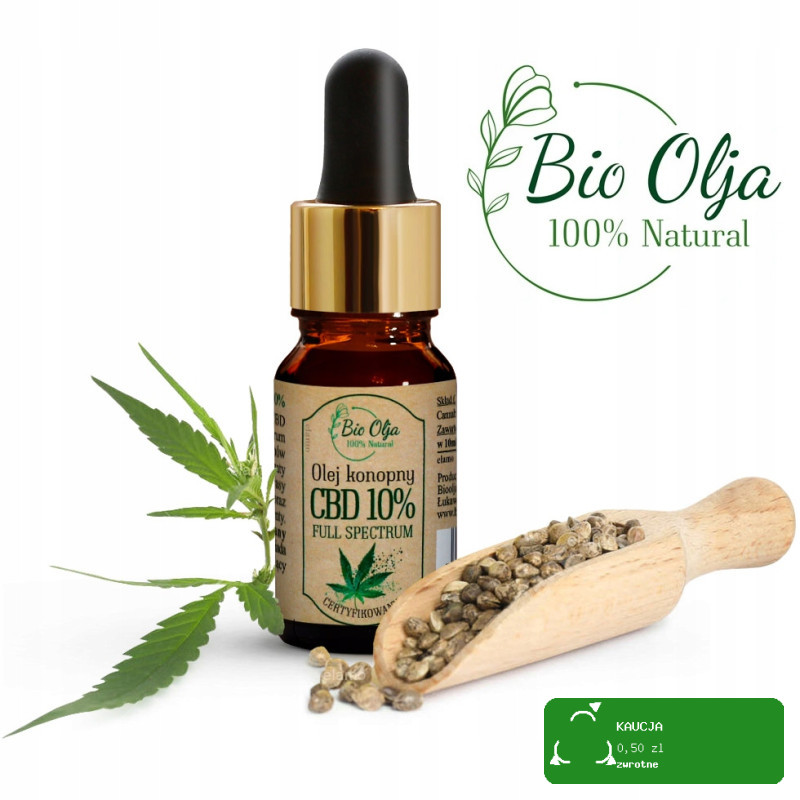 BioOlja OLEJEK KONOPNY CBD 10% 10ml FULL SPECTRUM CERTYFIKOWAN kannabinoidy
