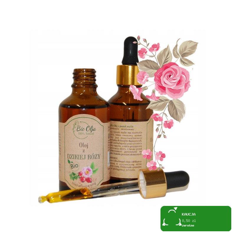 BioOlja BIO OLEJ Z DZIKIEJ RÓŻY RÓŻANY ZIMNOTŁOCZONY NIERAFINOWANY 50ml