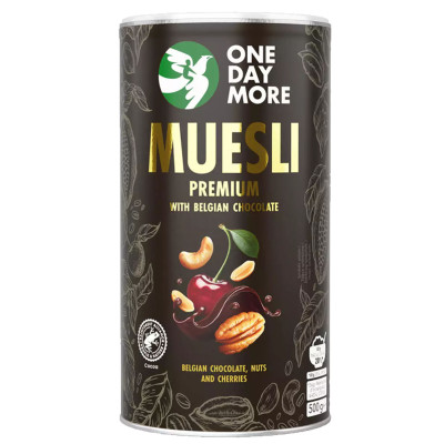 OneDayMore MUSLI PREMIUM CZEKOLADOWE Z BELGIJSKĄ CZEKOLADĄ 500g granola