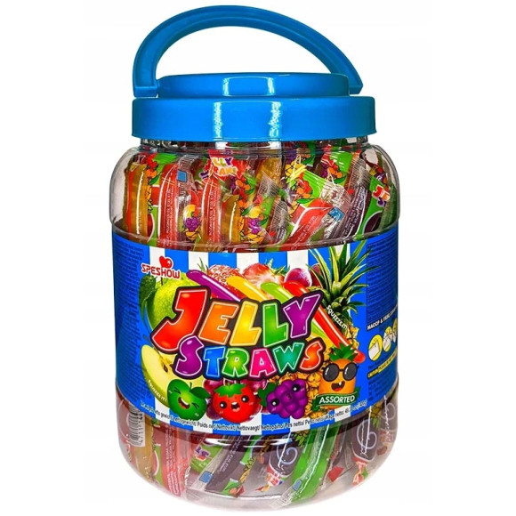 SPESHOW JELLY STRAWS MIX żelki owocowe galaretki 1400g 1,4KG MEEEEGA SŁÓJ