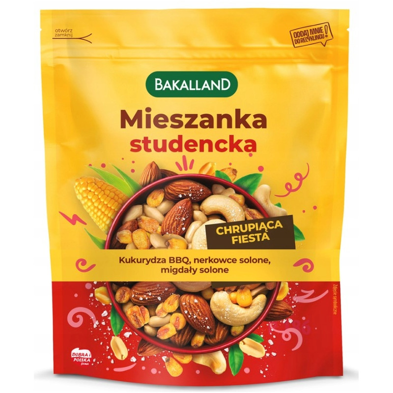Bakalland MIESZANKA STUDENCKA 120g kukurydza BBQ nerkowce solone migdały