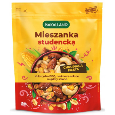 Bakalland MIESZANKA STUDENCKA 120g kukurydza BBQ nerkowce solone migdały