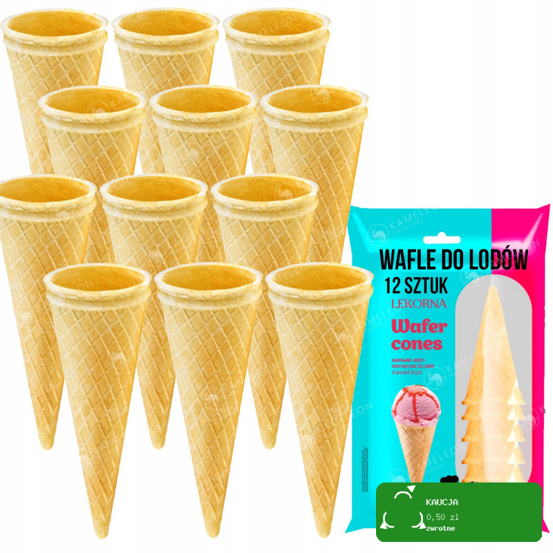 WAFLE WAFELKI DO LODÓW ROŻKI WAFLOWE 12szt 53G x14opak na 168 LODY! 0,74KG