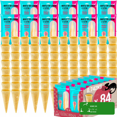 WAFLE WAFELKI DO LODÓW ROŻKI WAFLOWE 12szt 53G x14opak na 168 LODY! 0,74KG