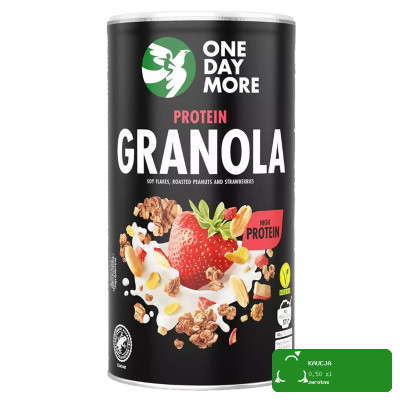 OneDayMore GRANOLA PROTEINOWA TRUSKAWKOWA 400g musli śniadanie 27% białka