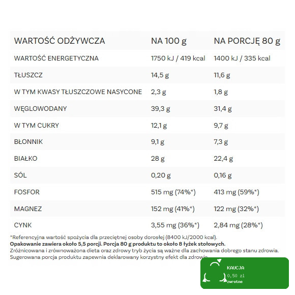 OneDayMore GRANOLA PROTEINOWA TRUSKAWKOWA 400g musli śniadanie 27% białka
