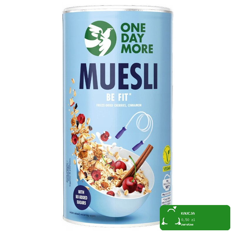 OneDayMore MUESLI BE FIT Sylwetkowe Wiśnia Cynamon 450g Płatki KRÓTKA DATA