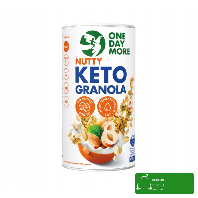 OneDayMore NUTTY KETO GRANOLA ORZECHOWA 450g tuba aż 57% orzechów bez cukru