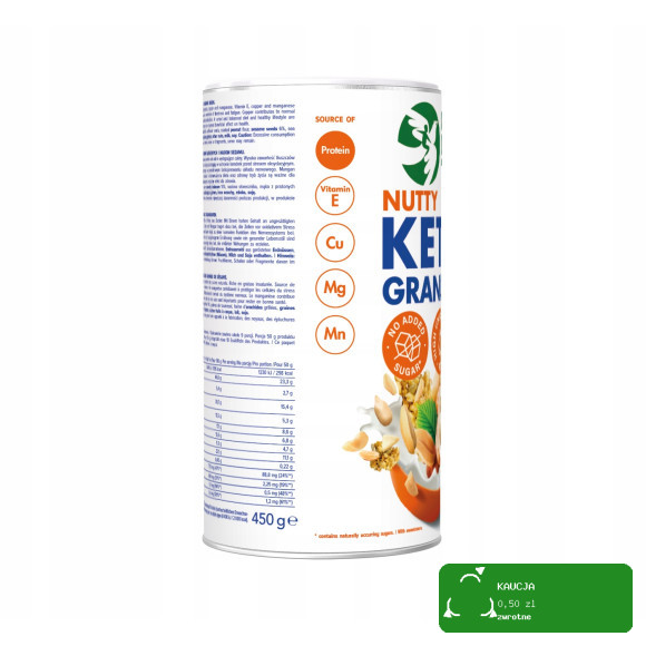 OneDayMore NUTTY KETO GRANOLA ORZECHOWA 450g tuba aż 57% orzechów bez cukru