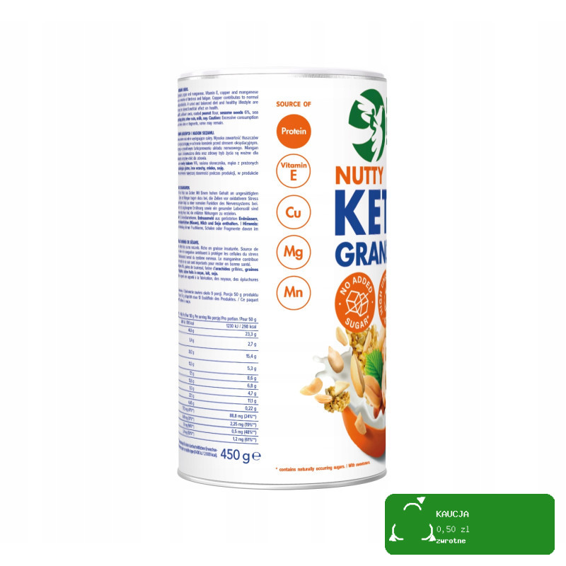 OneDayMore NUTTY KETO GRANOLA ORZECHOWA 450g tuba aż 57% orzechów bez cukru