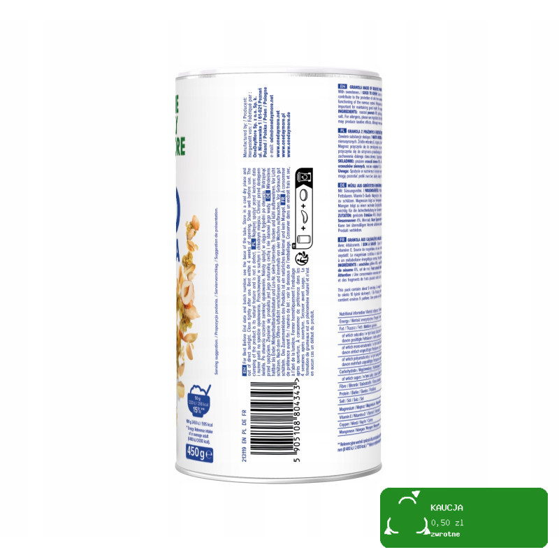 OneDayMore NUTTY KETO GRANOLA ORZECHOWA 450g tuba aż 57% orzechów bez cukru