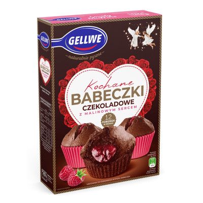 Gellwe KOCHANE BABECZKI CZEKOLADOWE MALINOWE  311g KRÓTKA DATA