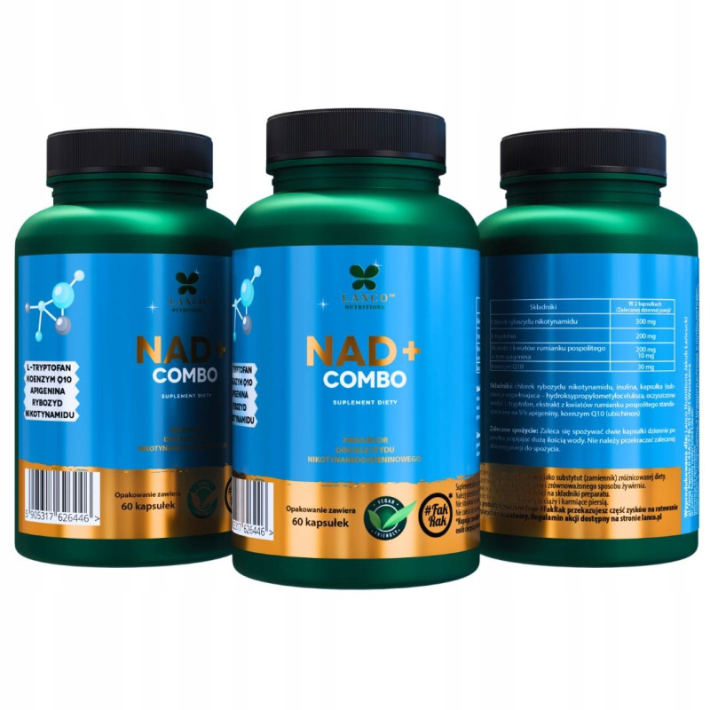 Lanco NAD+ Combo 730mg 60kaps Dinukleotyd Koenzym Q10 Apigenina L-tryptofan