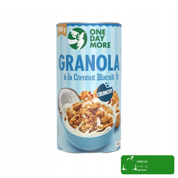 OneDayMore GRANOLA KOKOSOWA CRUNCHY A LA KOKOSANKA z białą czekoladą 400g
