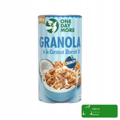 OneDayMore GRANOLA KOKOSOWA CRUNCHY A LA KOKOSANKA z białą czekoladą 400g