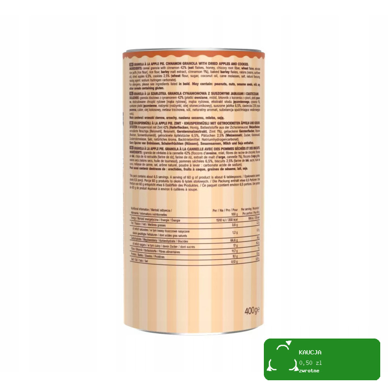 OneDayMore GRANOLA A LA SZARLOTKA CRUNCHY Jabłkowa z cynamonem 400g PYCHA