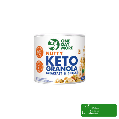 OneDayMore GRANOLA KETO ORZECHOWA 200g Orzechy Ziemne Laskowe BEZ CUKRU