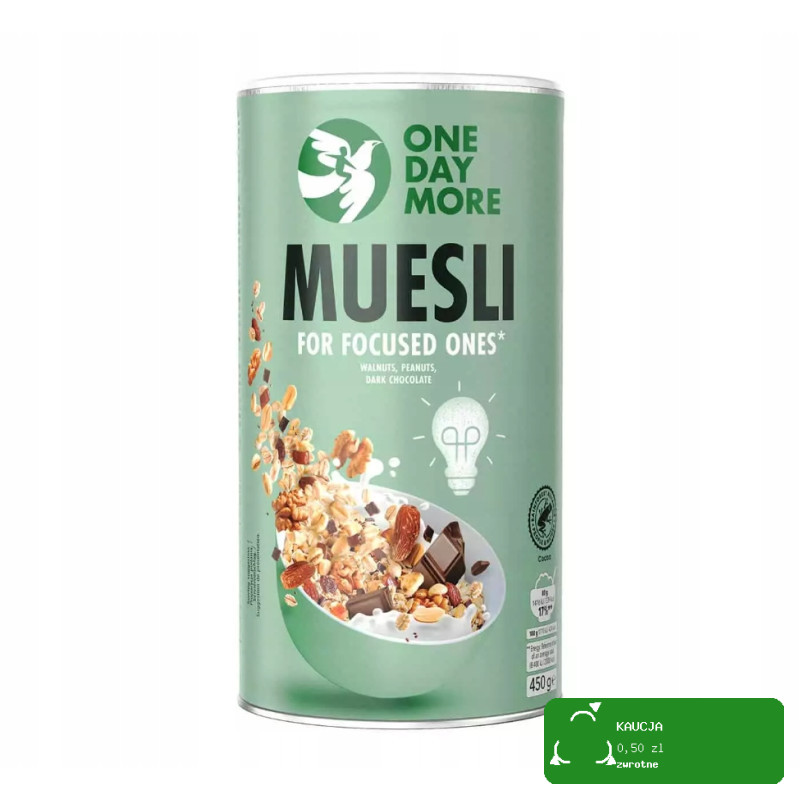 OneDayMore MUSLI DLA SKONCENTROWANYCH 450g Żelazo Magnez Omega-3 Błonnik
