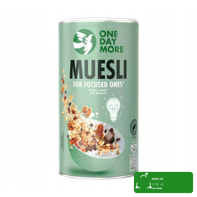 OneDayMore MUSLI DLA SKONCENTROWANYCH 450g Żelazo Magnez Omega-3 Błonnik