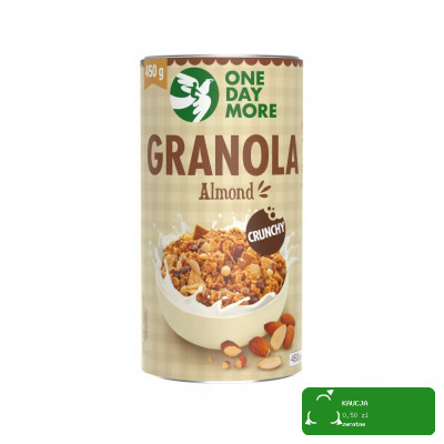 OneDayMore GRANOLA MIGDAŁOWA CRUNHY z czekoladą rodzynkami KRÓTKA DATA