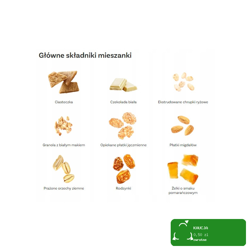 OneDayMore GRANOLA MIGDAŁOWA CRUNHY z czekoladą rodzynkami KRÓTKA DATA