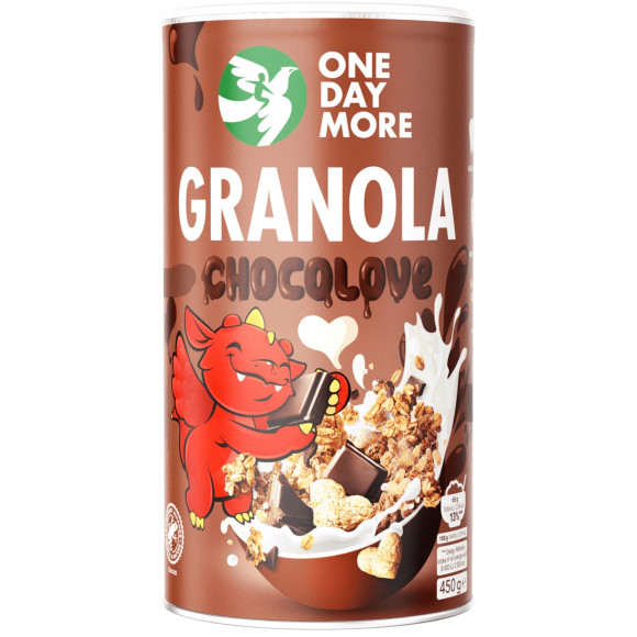 OneDayMore GRANOLA CHOCOLOVE Czekoladowa 450g Miód Czekolada KRÓTKA DATA