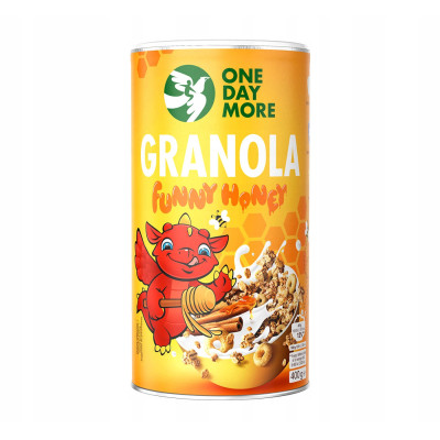 OneDayMore GRANOLA FUNNY HONEY MIODOWA 400g Płatki KRÓTKA DATA