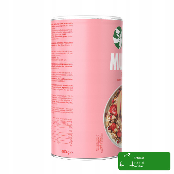 OneDayMore MUSLI OWOCOWE 400g Liofilizowana truskawka i Porzeczka + Jabłko